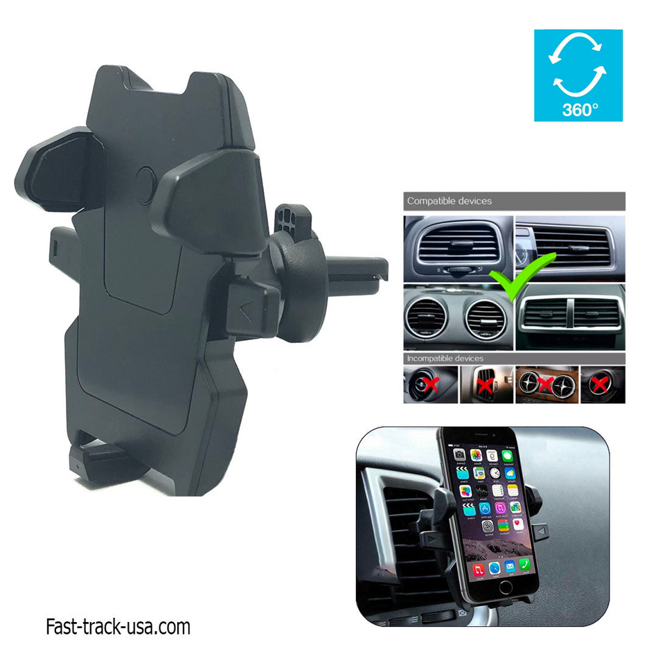 Car Air Vent Mount Cell Phone Holder One Touch with 360 Degree Rotation