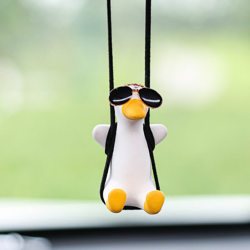 Gypsum Cute Anime Car Accessory Swing Duck Pendant Auto Rearview Mirror Ornaments Birthday Gift Couple Accessories Car Fragrance