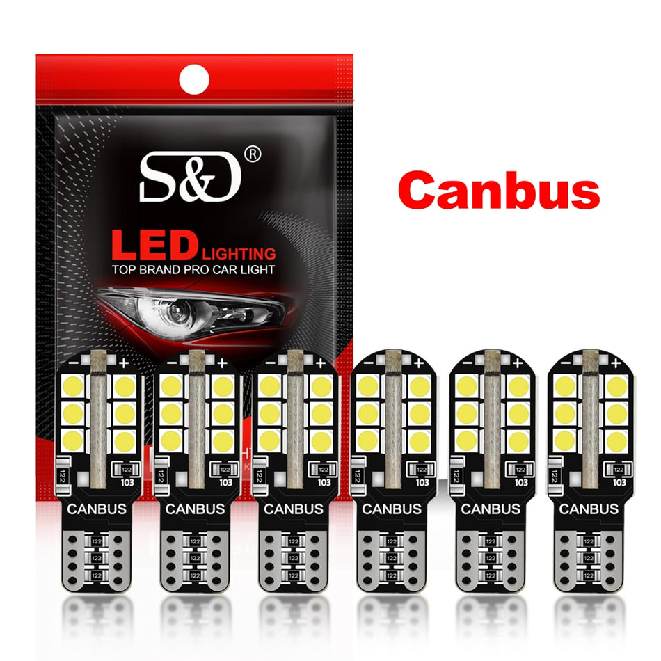 6Pcs W5W LED T10 Led Canbus 168 194 LED Bulb 24SMD Car Side Marker Light License Plate Lamp White Blue Yellow Red Pink 12V 6000K