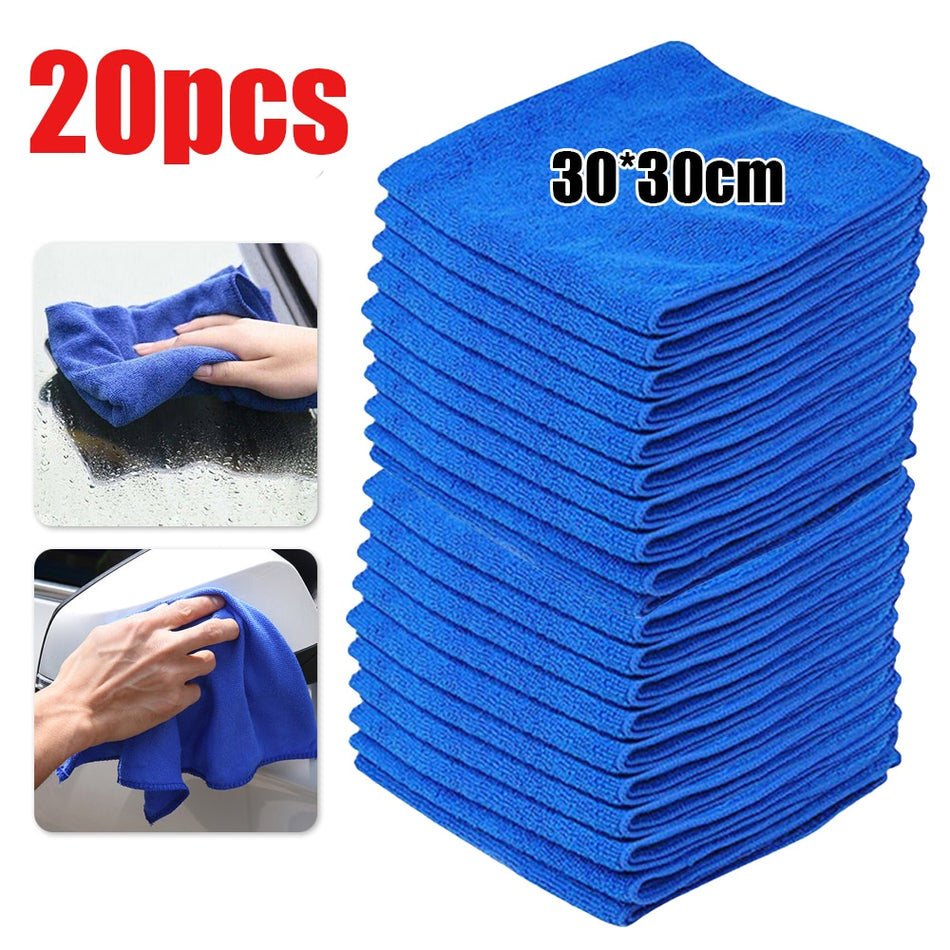 20pcs Car Microfiber Thin Cleaning Towels Soft Drying Cloth Hemming Water Suction Automobile Home Washing Duster Towel