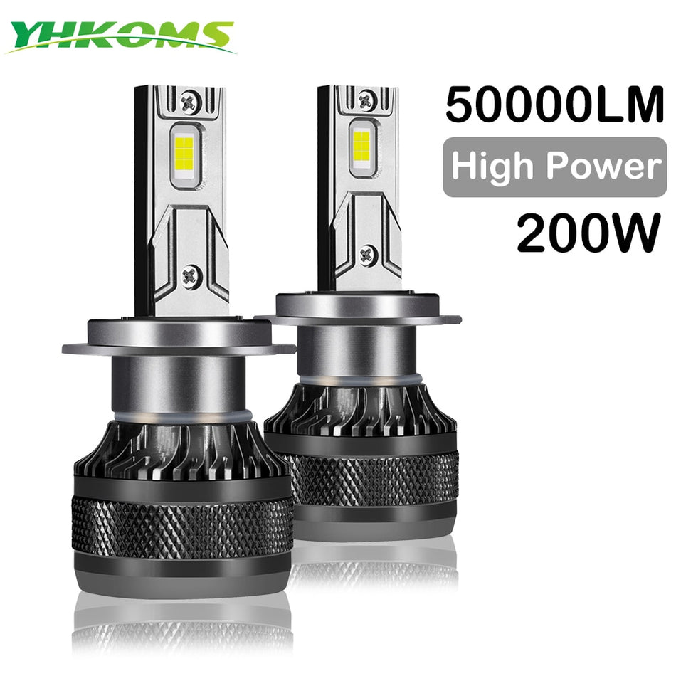 YHKOMS Car LED Headlight  H7 LED H4 H1 H8 H11 HB3 HB4 9005 9006 9012 6000K 200W 50000LM Auto LED Lamp Turbo Fog Light 12V